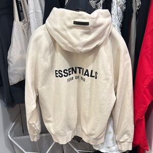 ESSENTIALS Cream Unisex Hoodie Sweater size L